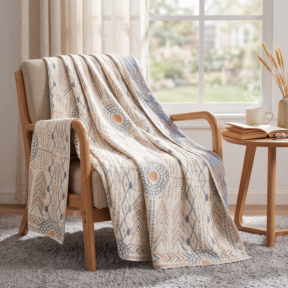 Sunburst & Arrow Reversible Cotton Throw Blanket - lifestyle