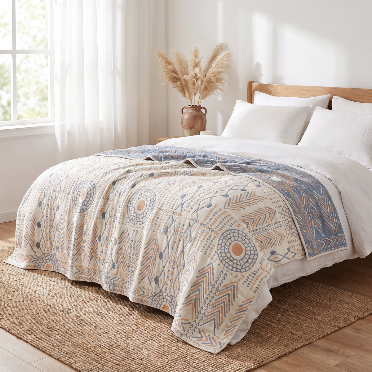 Sunburst & Arrow Reversible Cotton Throw Blanket - lifestyle
