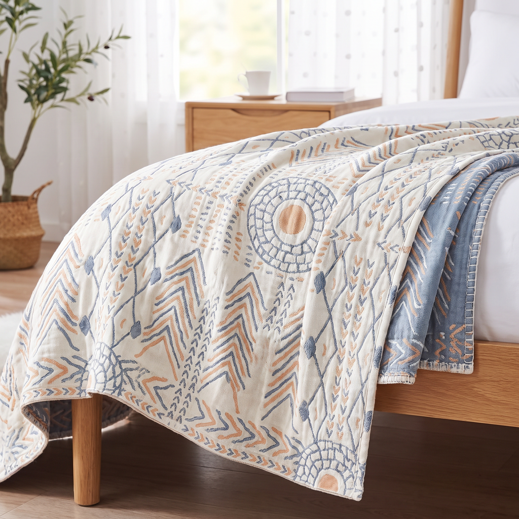 Sunburst & Arrow Reversible Cotton Throw Blanket - lifestyle