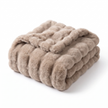 Ruched Faux Rabbit Fur Double-Lined Throw