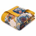Navy & Mustard Peony Reversible Cotton Blanket