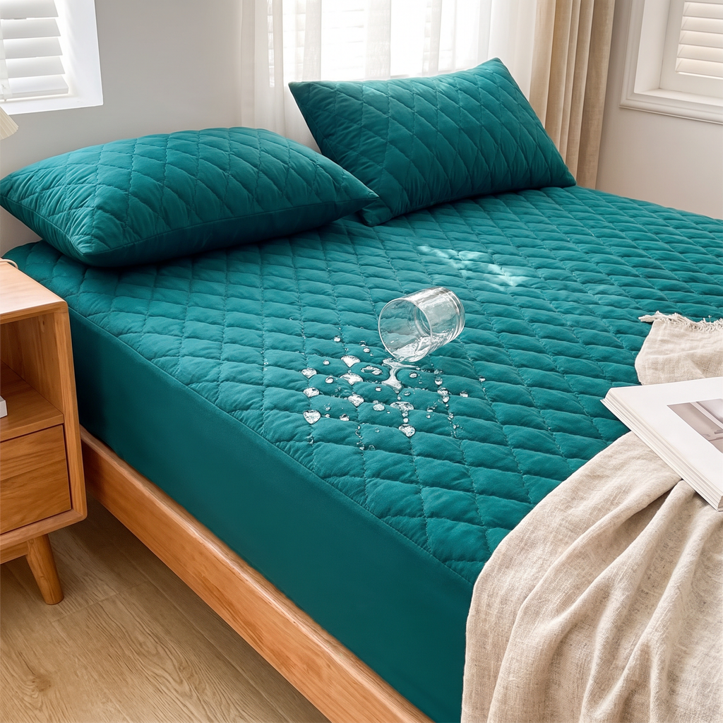 Quilted Argyle Waterproof Deep-Pocket Fitted Sheet Set - lifestyle