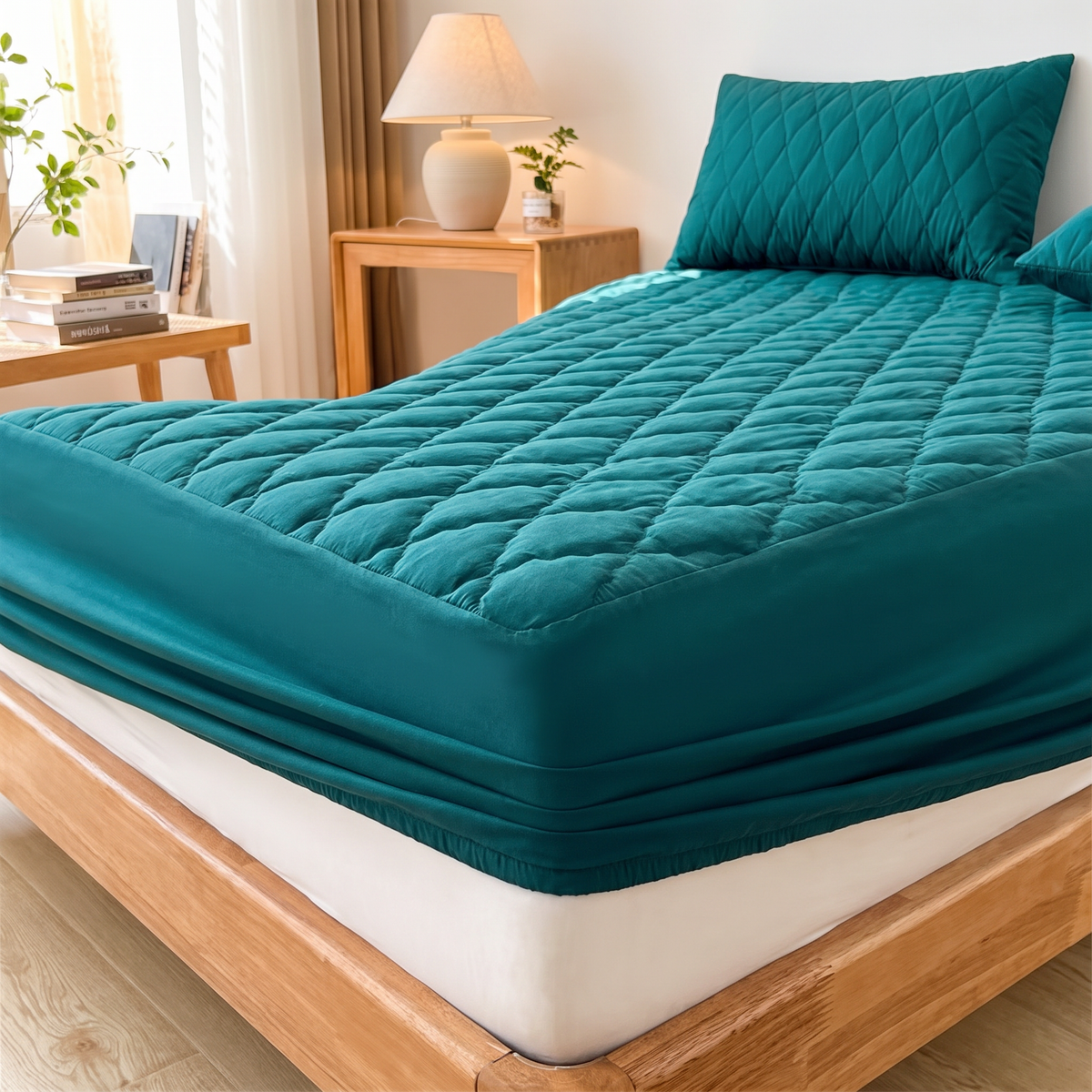 Quilted Argyle Waterproof Deep-Pocket Fitted Sheet Set - lifestyle