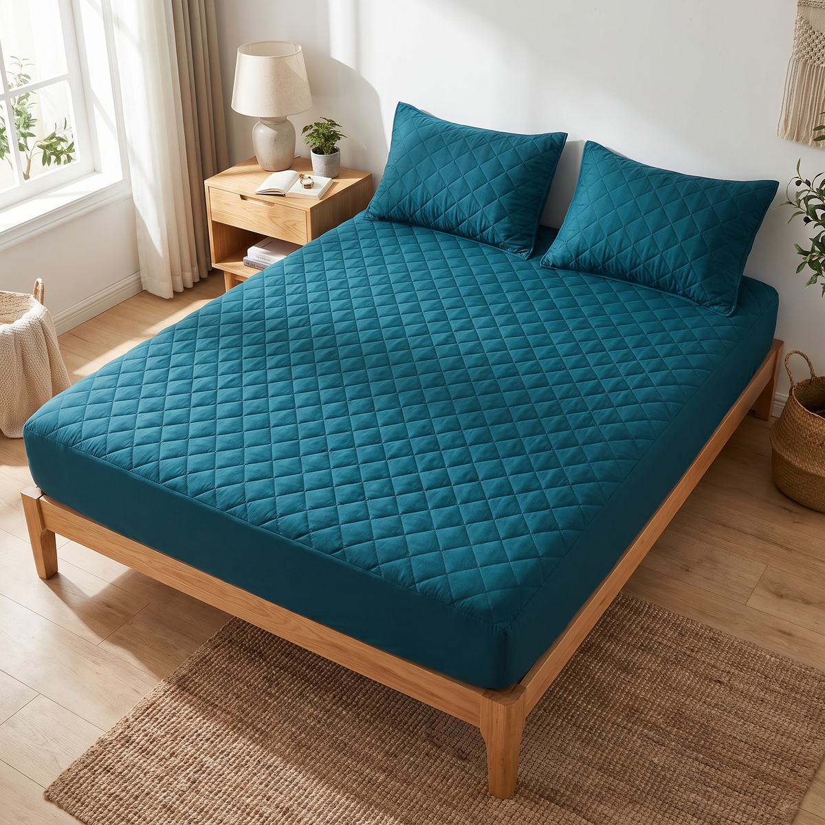 Quilted Argyle Waterproof Deep-Pocket Fitted Sheet Set - lifestyle
