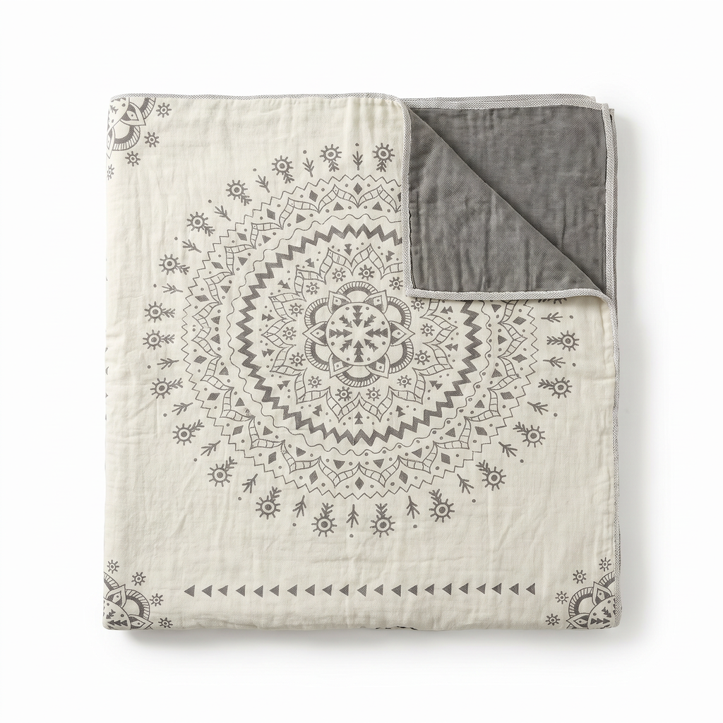 Central Mandala Reversible Cotton Blanket