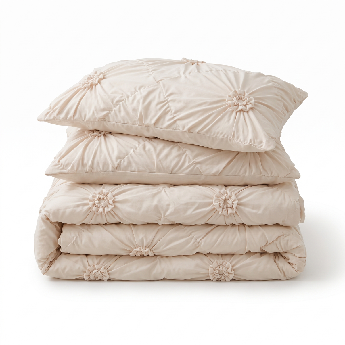 Pinch-Pleat Rosette Duvet Cover Set
