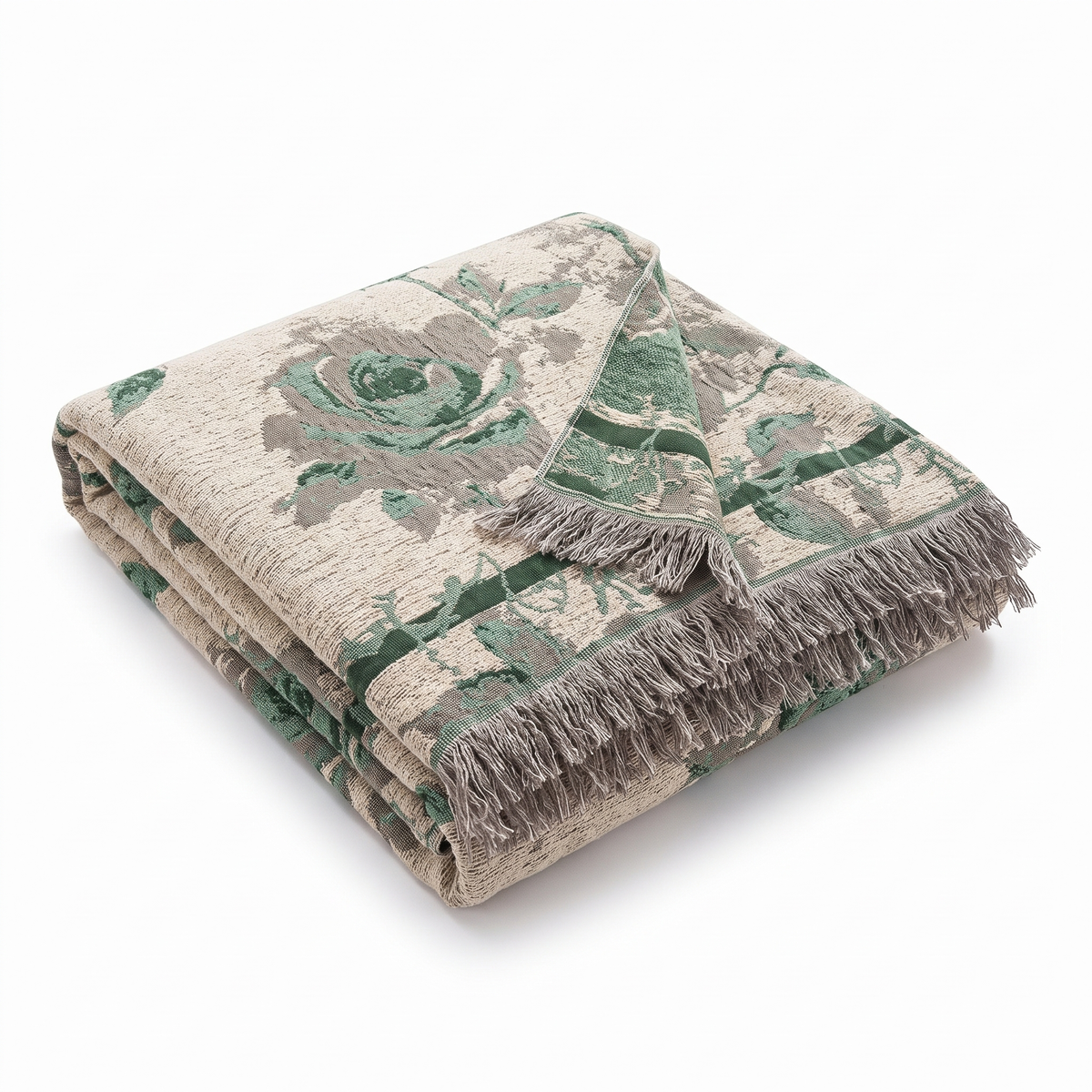 Rose Jacquard Quilted Cotton Throw Blanket