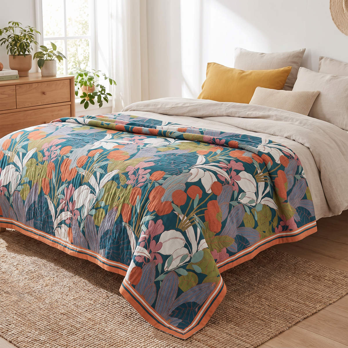 Garden Botanical Multi-Layer Cotton Gauze Blanket - lifestyle