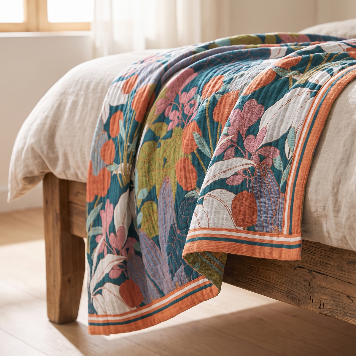 Garden Botanical Multi-Layer Cotton Gauze Blanket - lifestyle