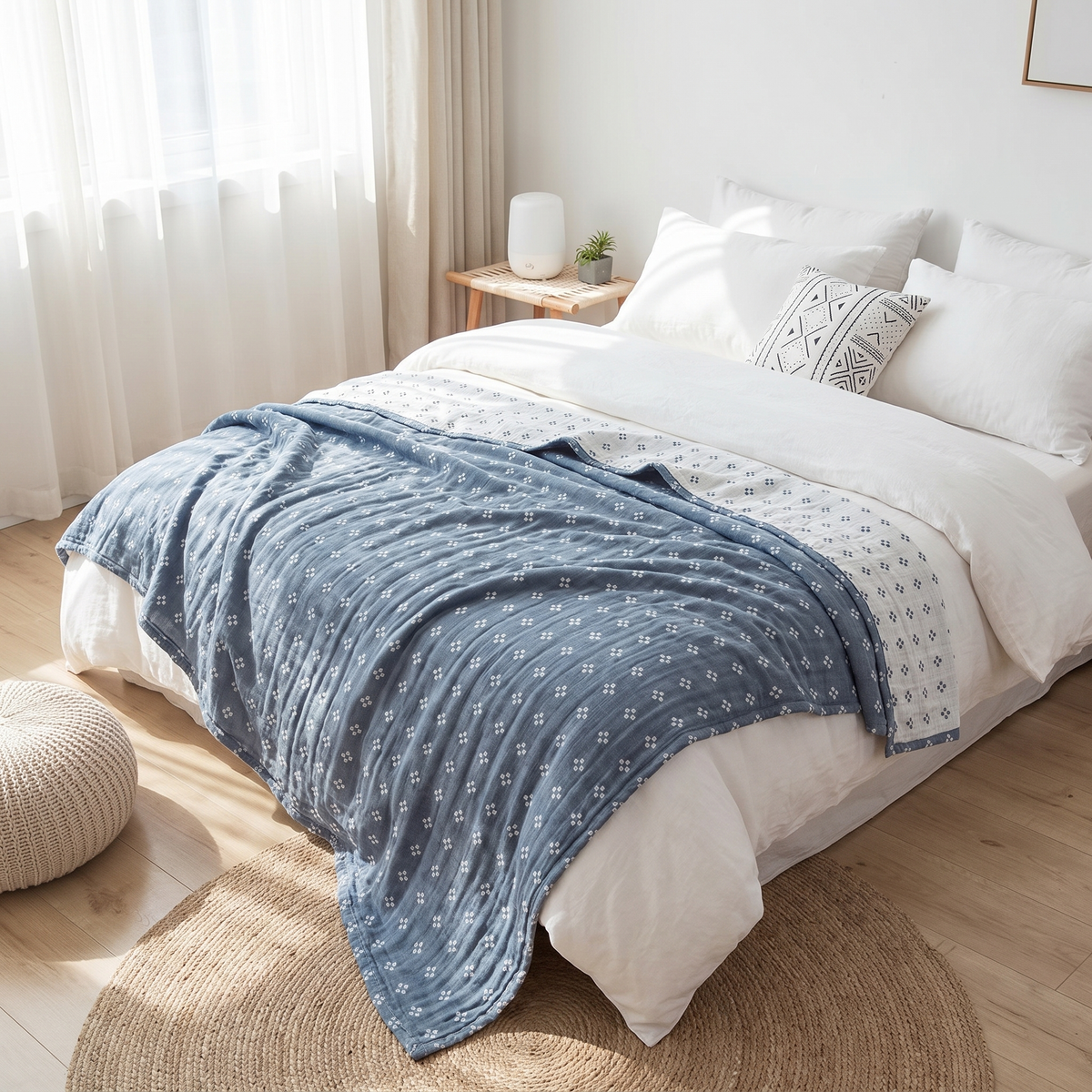 Diamond Dot Three-Layer Cotton Gauze Blanket - lifestyle