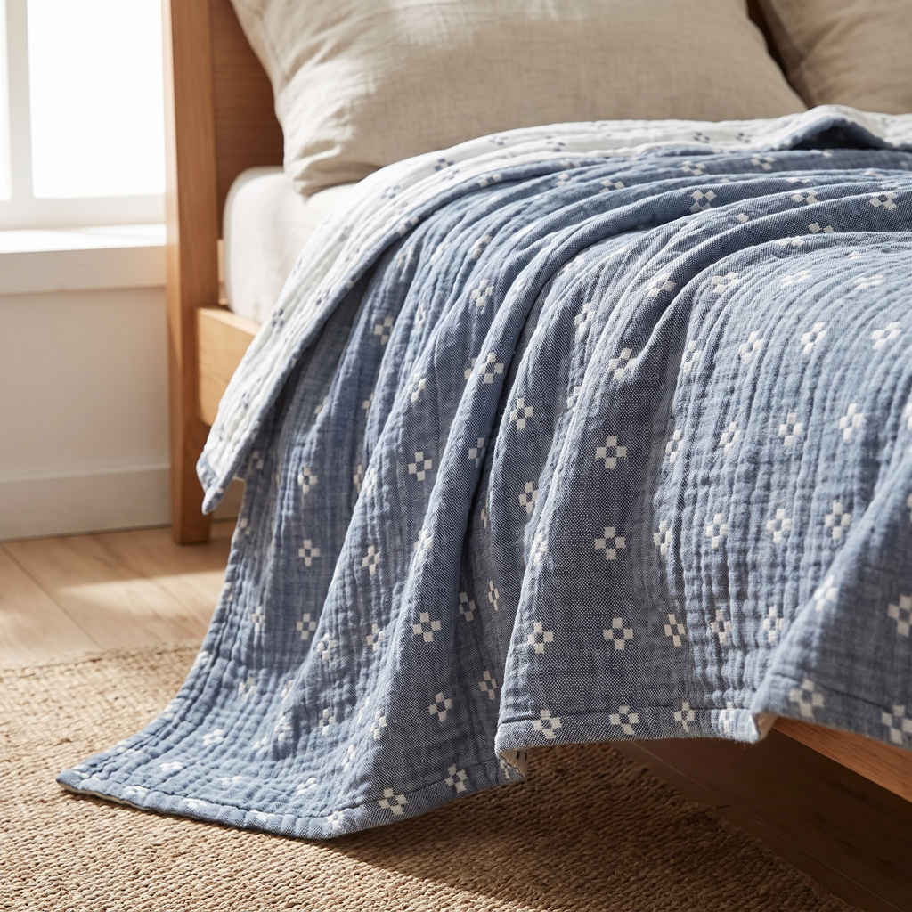 Diamond Dot Three-Layer Cotton Gauze Blanket - lifestyle