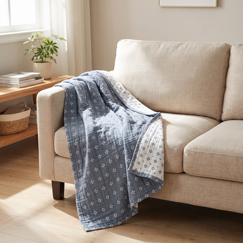 Diamond Dot Three-Layer Cotton Gauze Blanket - lifestyle