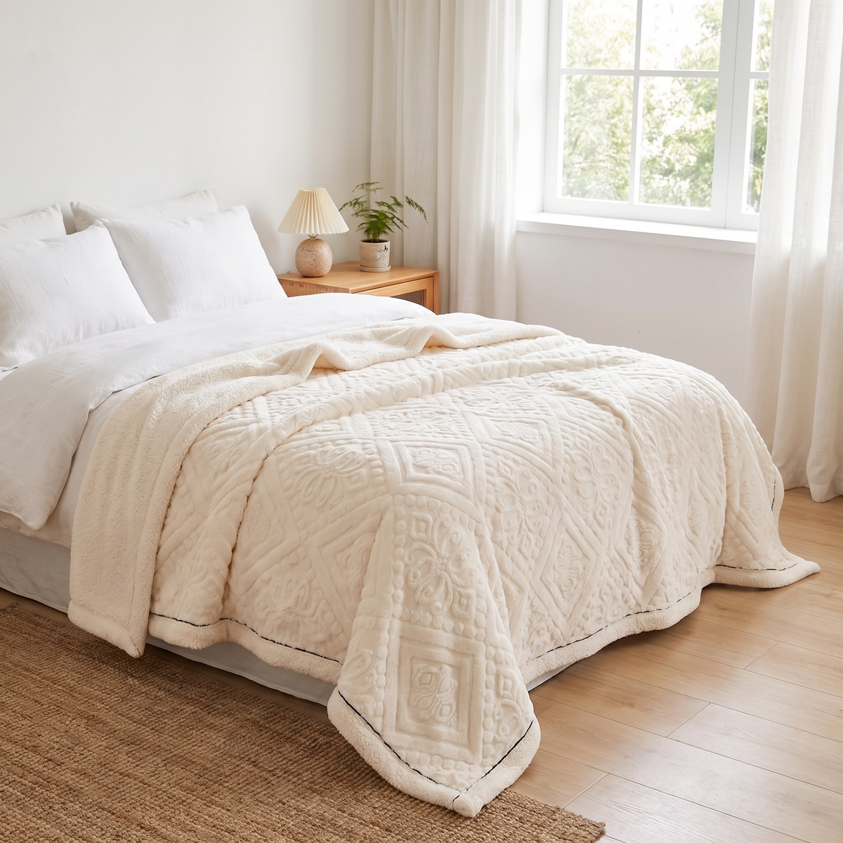 Carved Velvet Mandala Sherpa Blanket - lifestyle
