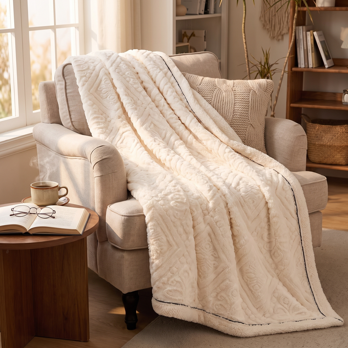 Carved Velvet Mandala Sherpa Blanket - lifestyle