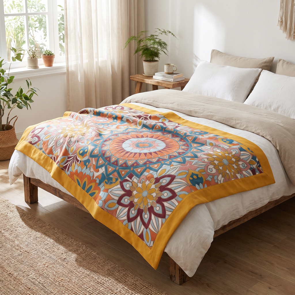 Moroccan Medallion Double-Layer Jacquard Cotton Blanket - lifestyle