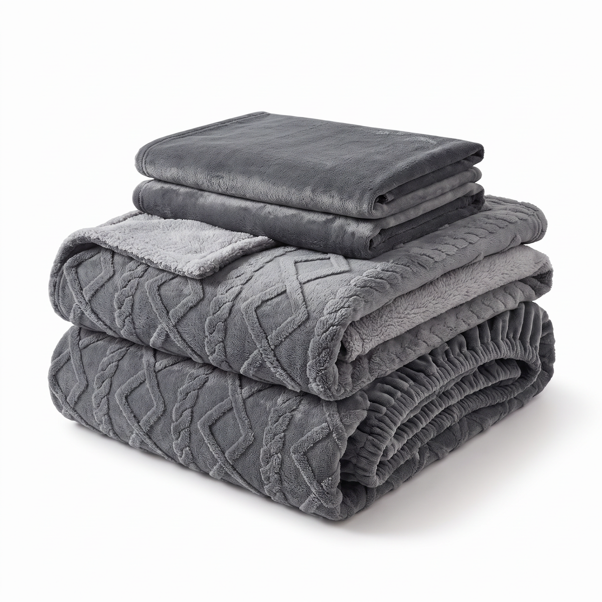 Embossed Velvet Sherpa Deep-Pocket Fitted Sheet Set