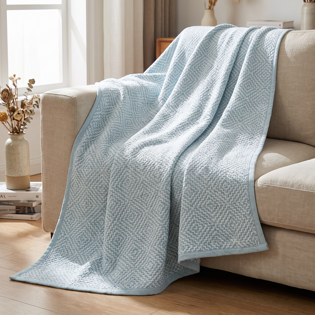 Geometric Maze Weave Pure Cotton Blanket - lifestyle