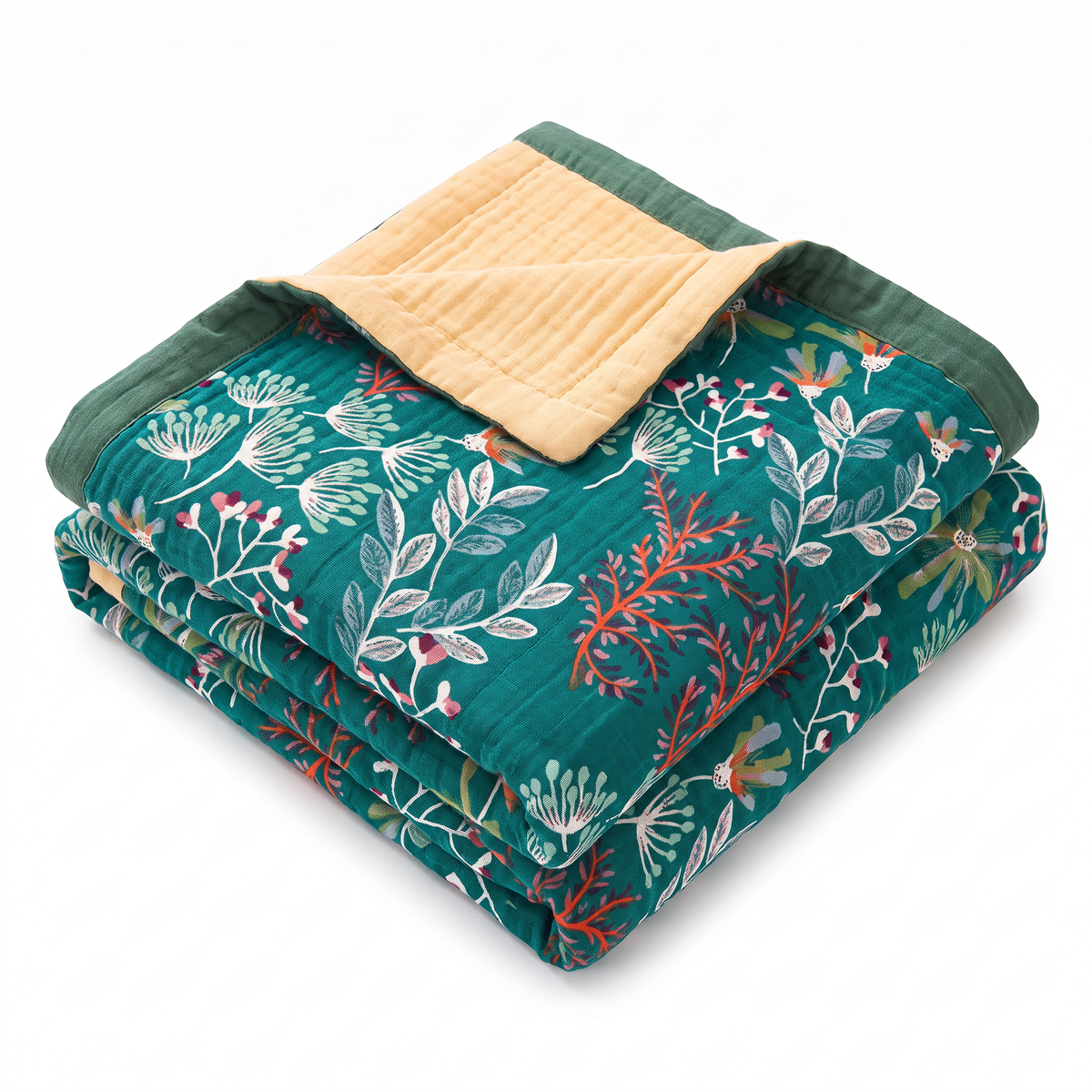 Wildflower & Fern Four-Layer Organic Gauze Blanket