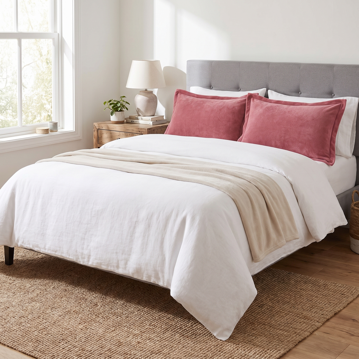 Plush Fleece Flanged Pillow Covers, Set of 2 - lifestyle