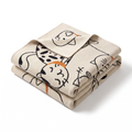 Line-Drawn Cat Jacquard Cotton Nap Blanket