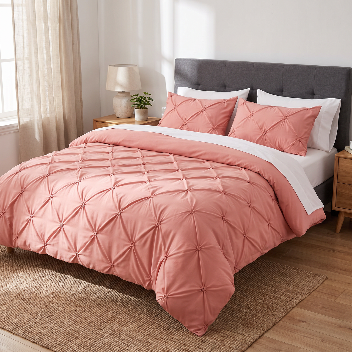 Diamond Pintuck Microfiber Duvet Cover Set - lifestyle