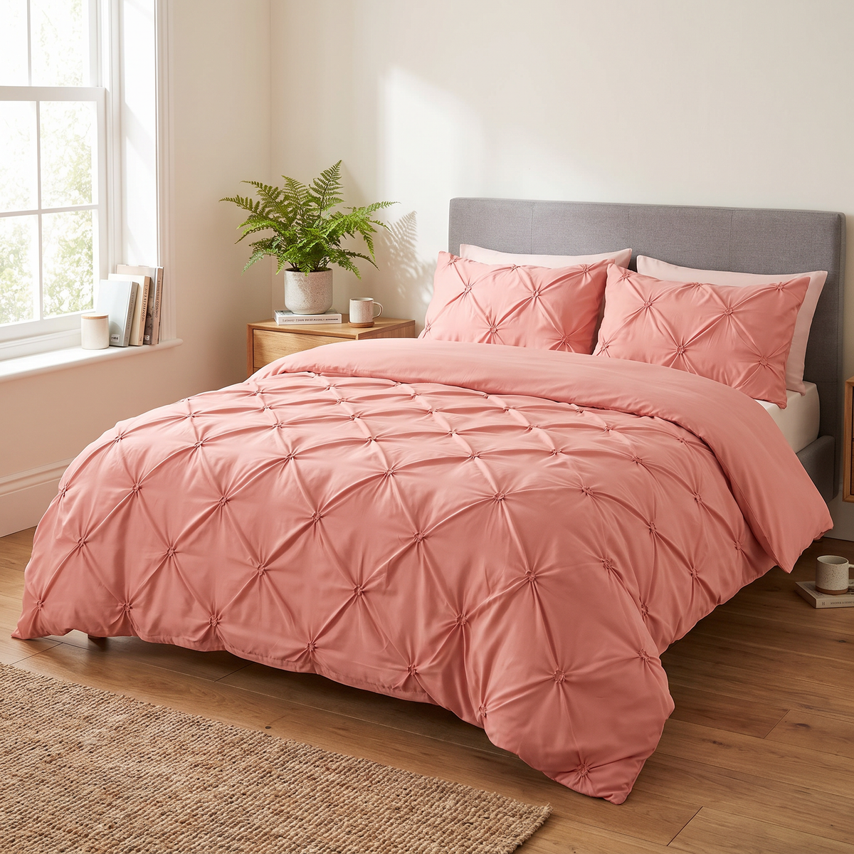 Diamond Pintuck Microfiber Duvet Cover Set - lifestyle