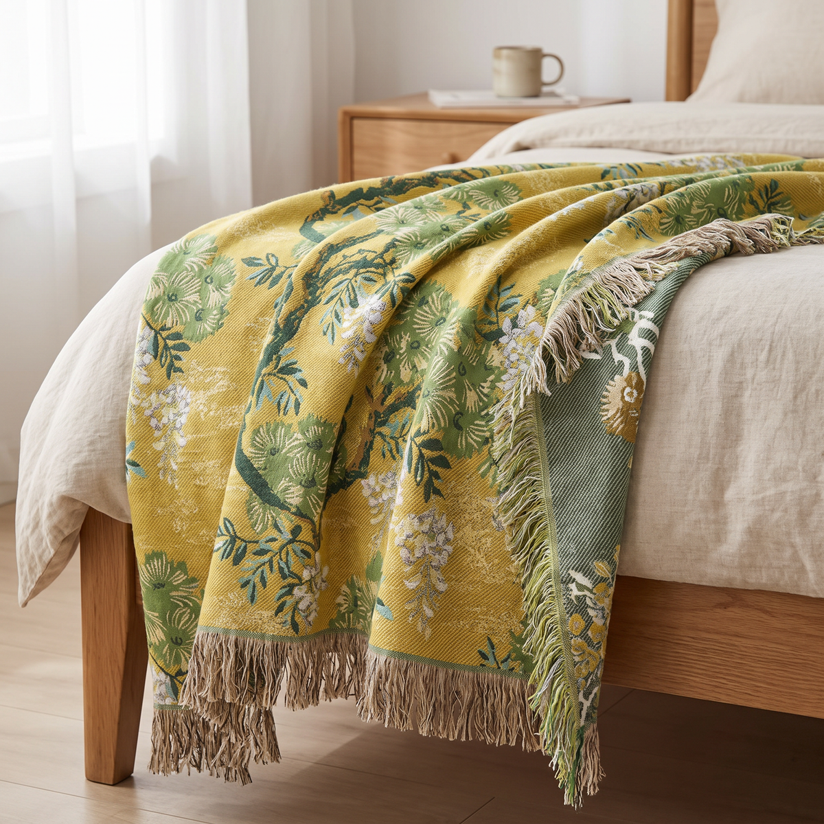 Mulberry Tree Print Cotton Twill Blanket - lifestyle