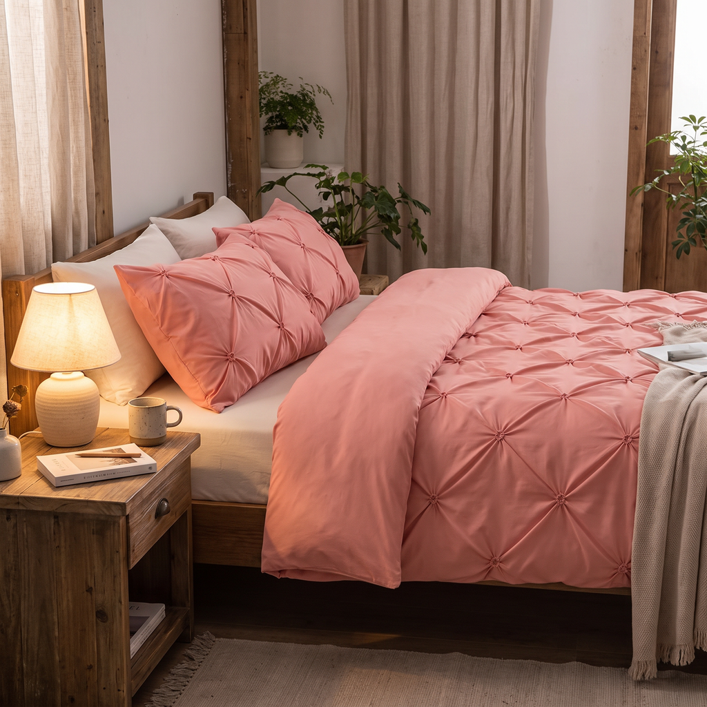 Diamond Pintuck Microfiber Duvet Cover Set - lifestyle