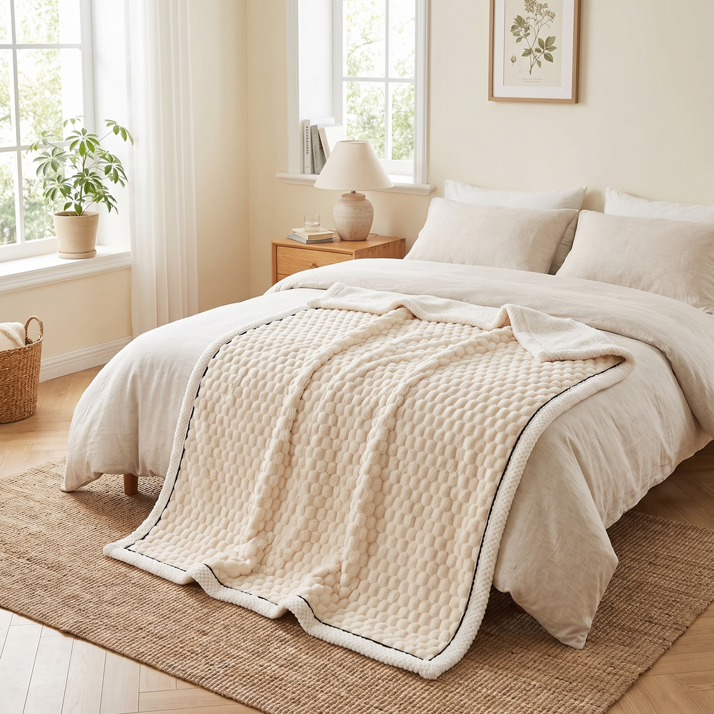 Honeycomb Bubble Sherpa Fleece Blanket - lifestyle