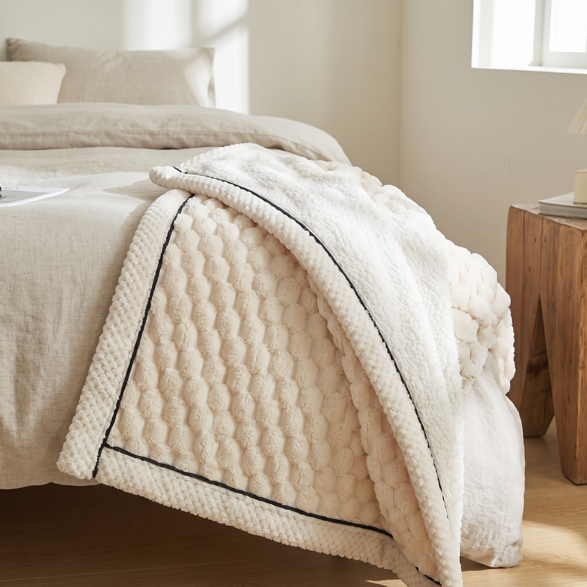 Honeycomb Bubble Sherpa Fleece Blanket - lifestyle
