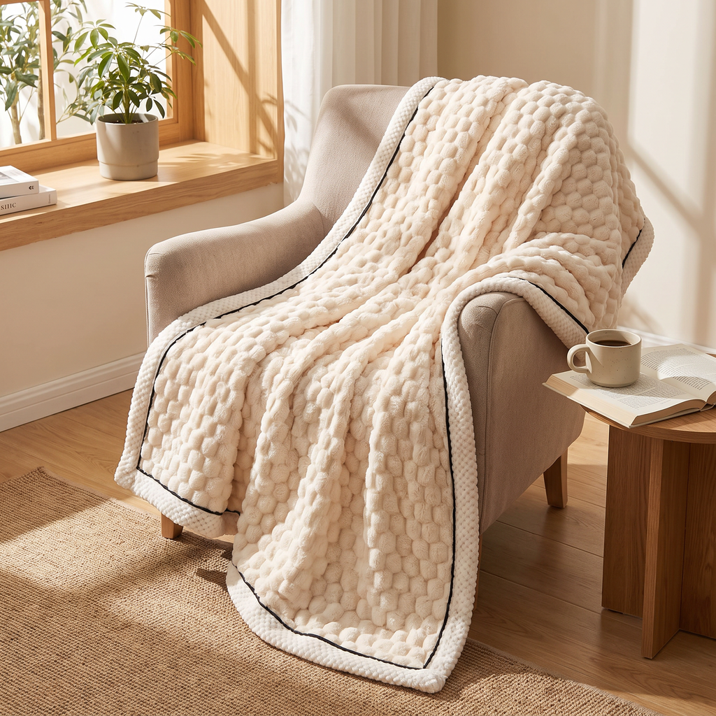 Honeycomb Bubble Sherpa Fleece Blanket - lifestyle