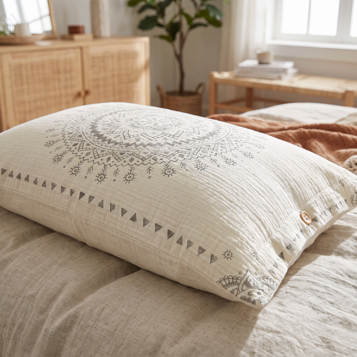 Mandala Print Cotton Gauze Pillowcases, Set of 2 - lifestyle