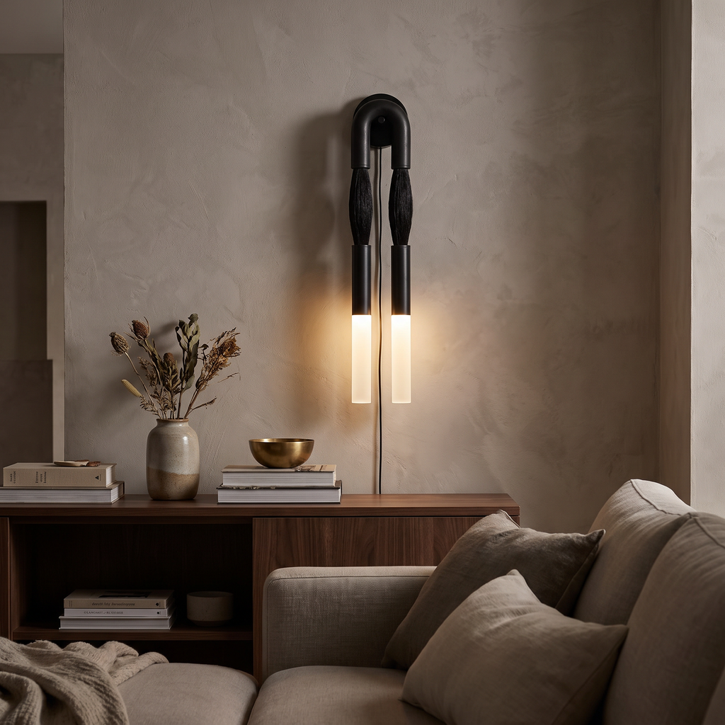 Twin Faux Horsehair Arched Wall Sconce - lifestyle
