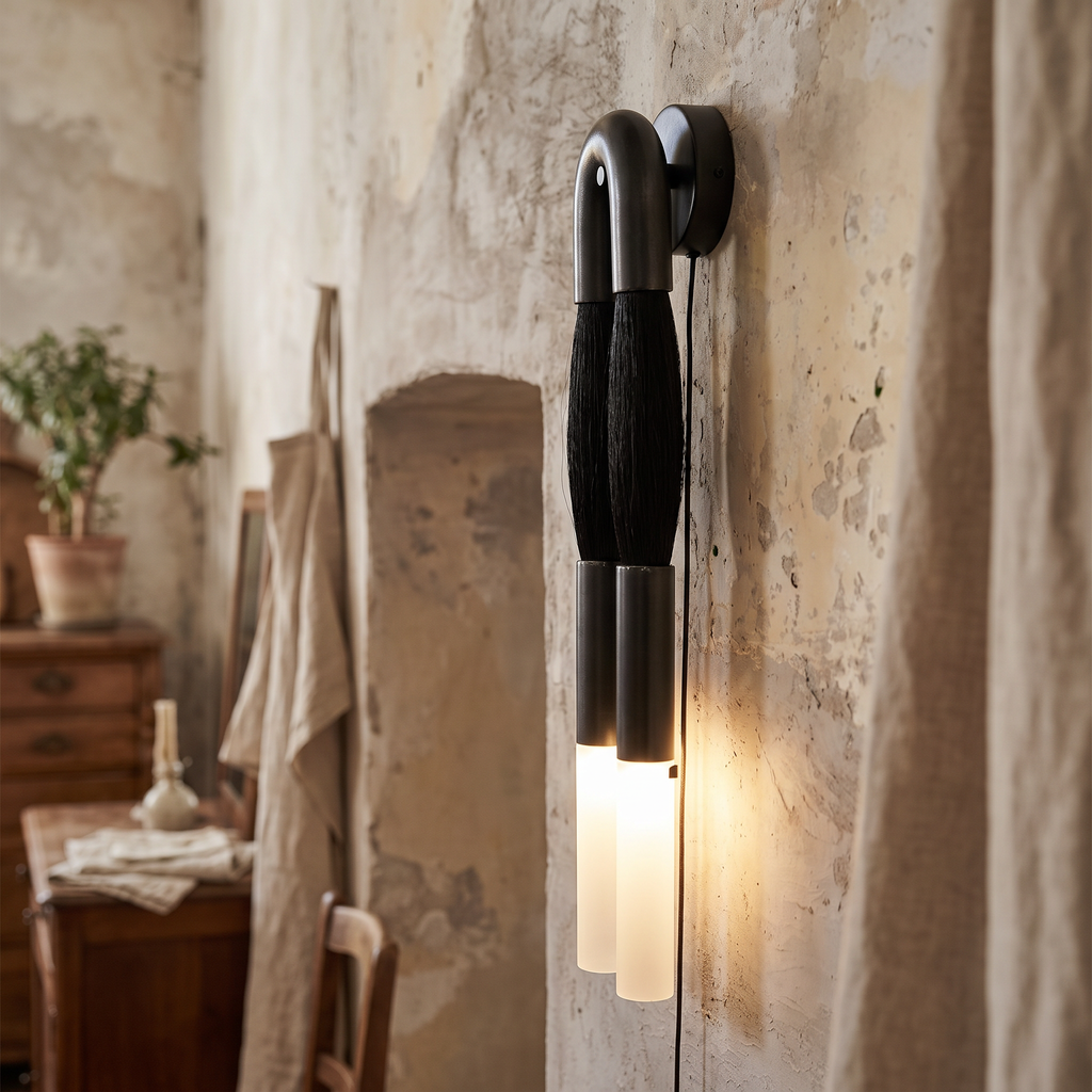 Twin Faux Horsehair Arched Wall Sconce - lifestyle