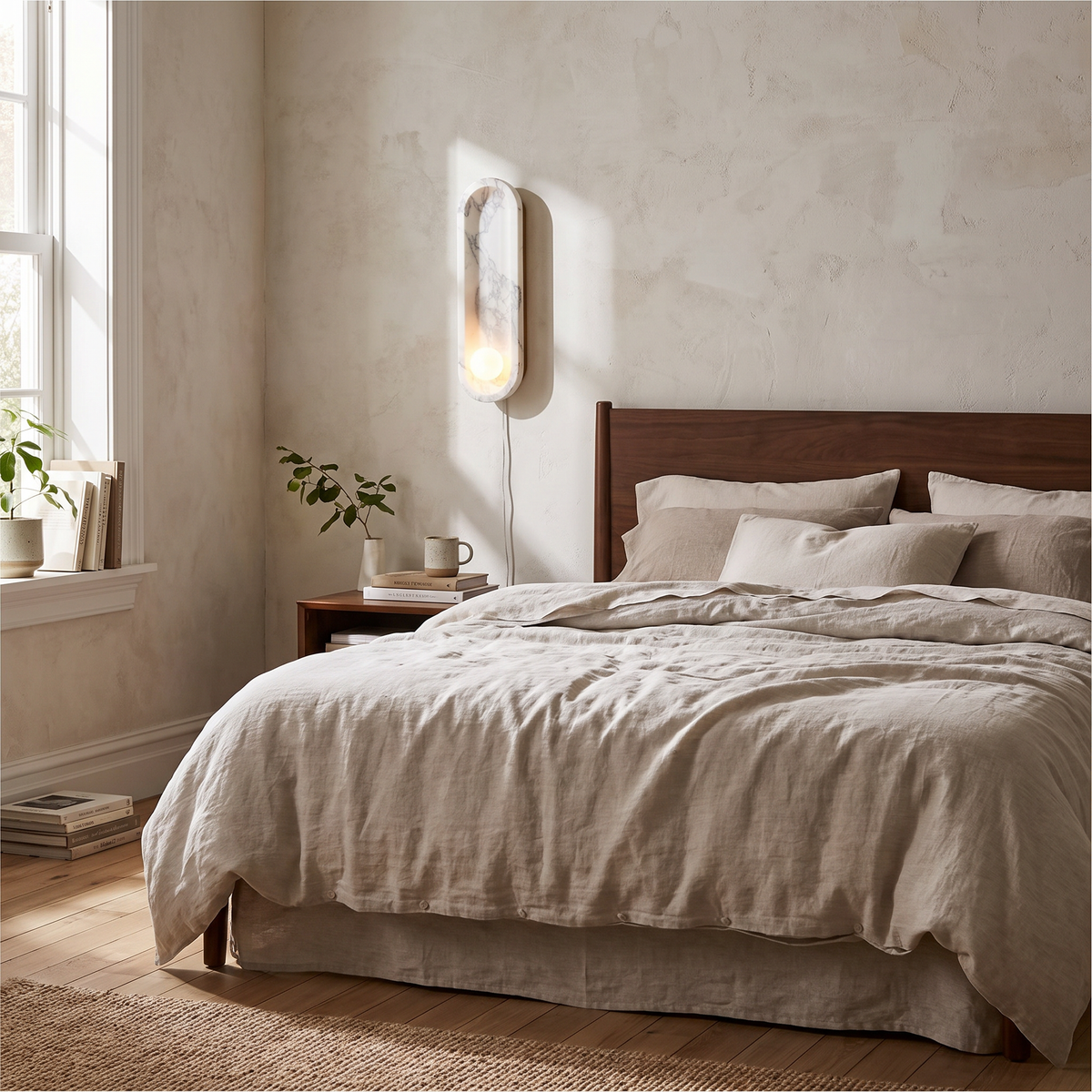 Veined White Marble Pill Wall Sconce - lifestyle