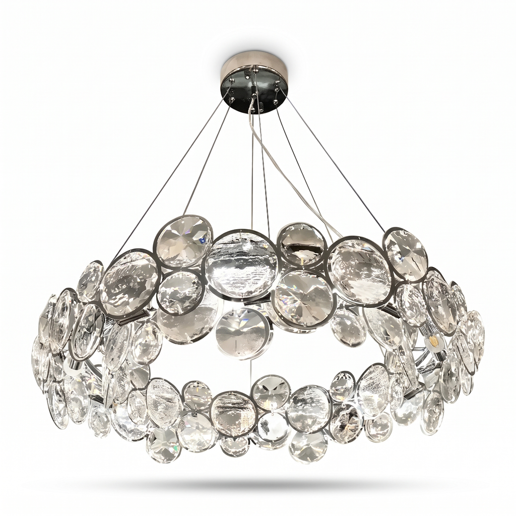 Two-Tier Crystal Disc Ring Chandelier