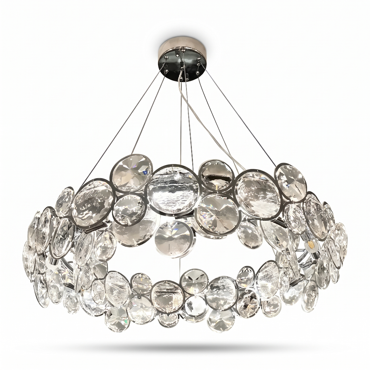 Two-Tier Crystal Disc Ring Chandelier