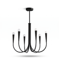 Swoop-Arm Exposed Bulb Modern Chandelier