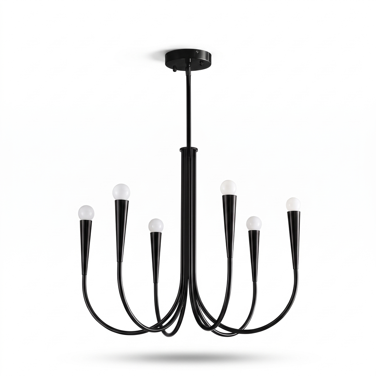 Swoop-Arm Exposed Bulb Modern Chandelier