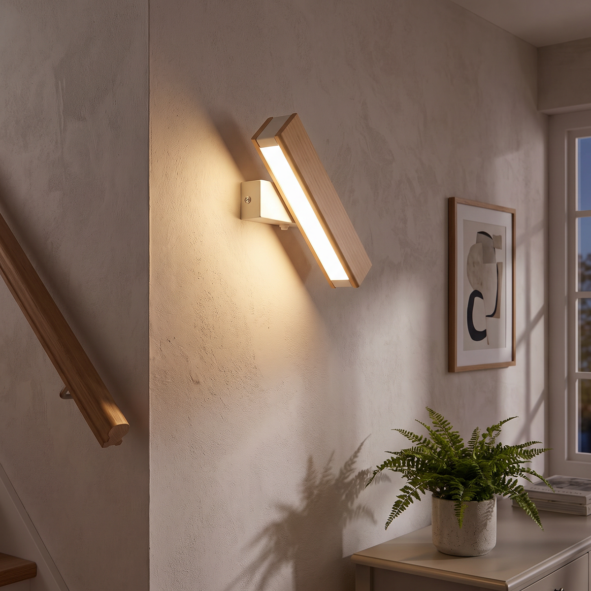 Angled Wood-Finish LED Wall Sconce - lifestyle