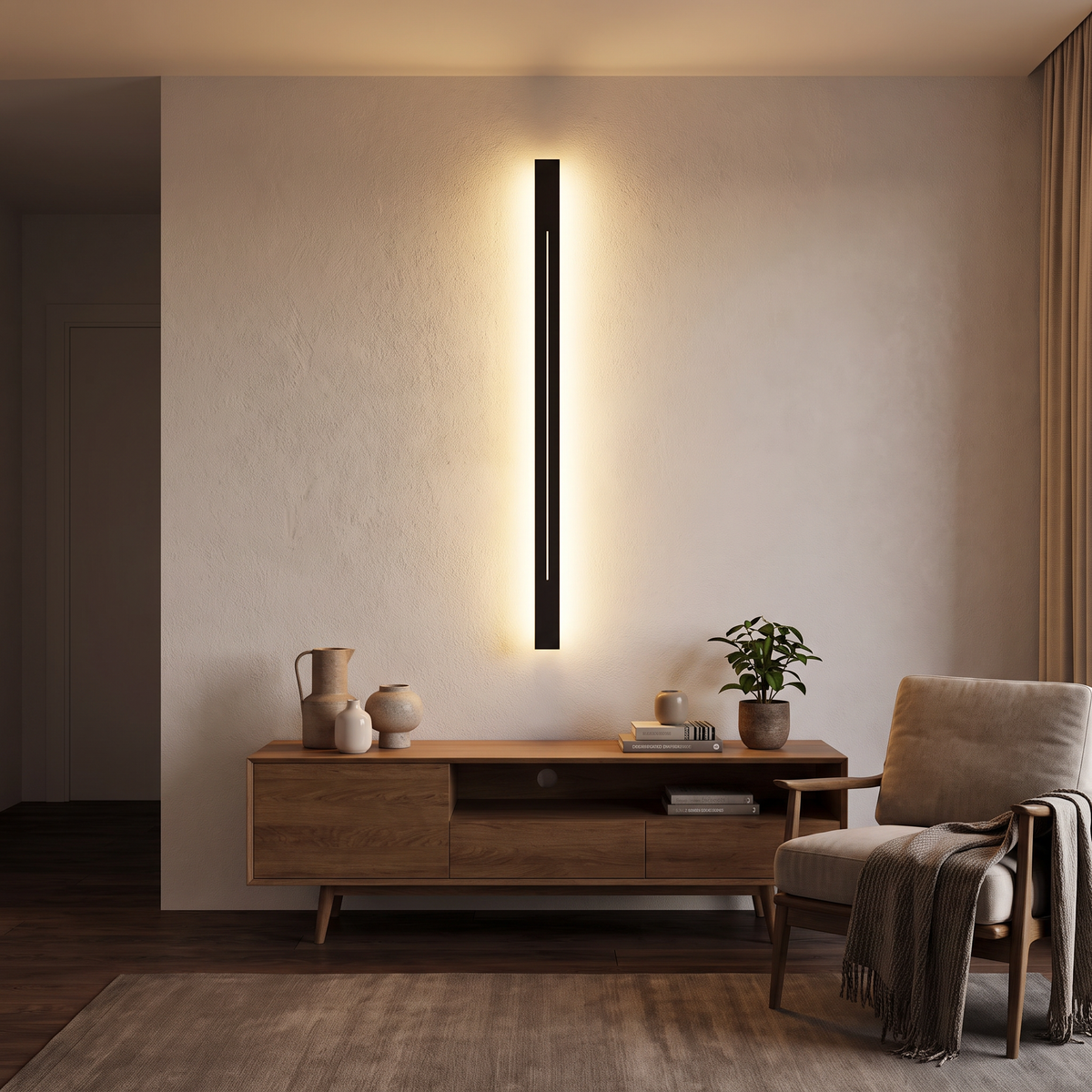 Slim Vertical Backlit LED Wall Bar Light - lifestyle