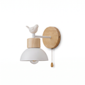 Wooden Bird Pull-Chain Dome Wall Sconce