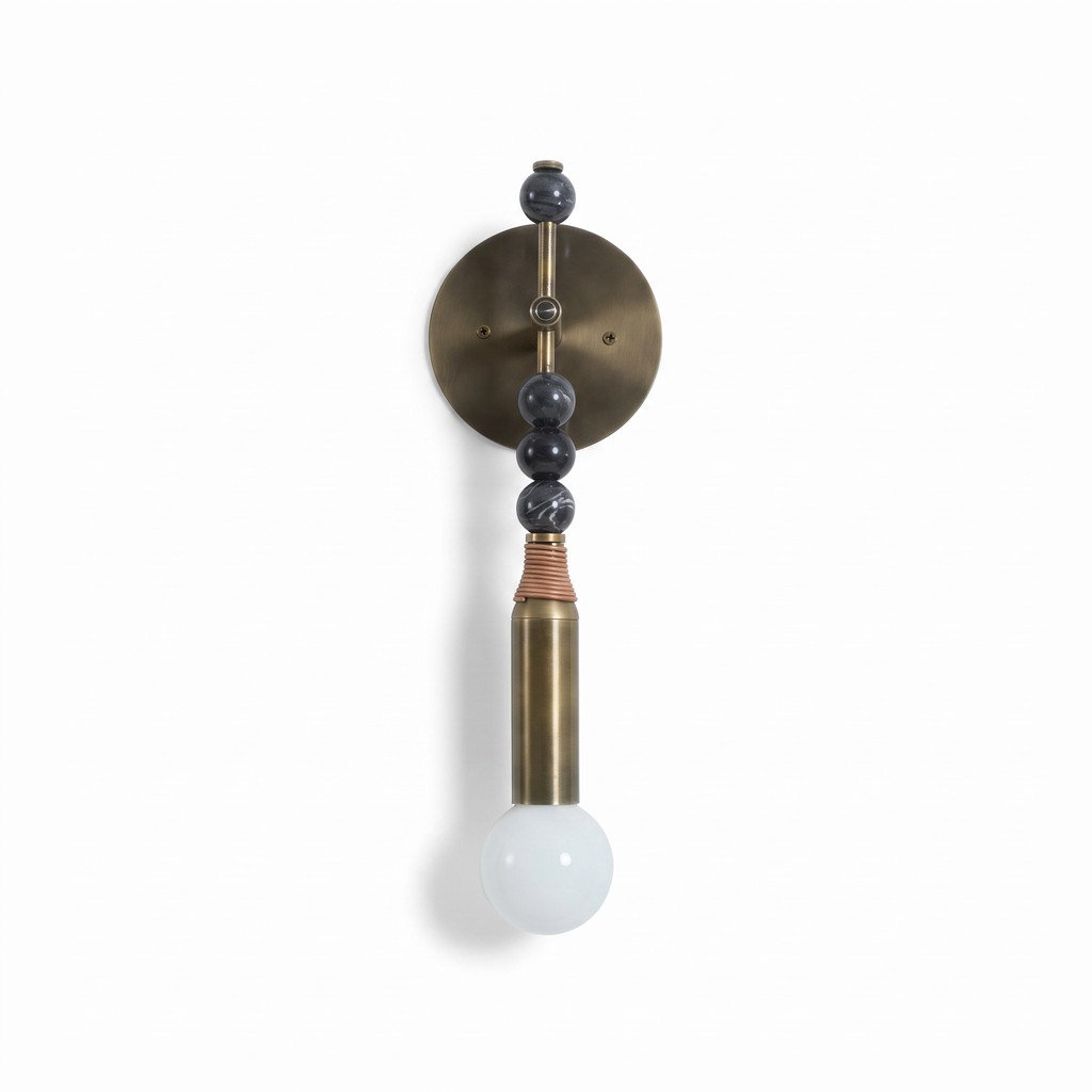 Stacked Marble Bead Brass Wall Sconce