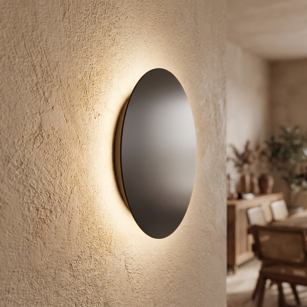 Round Metal Disc Halo LED Wall Light - lifestyle