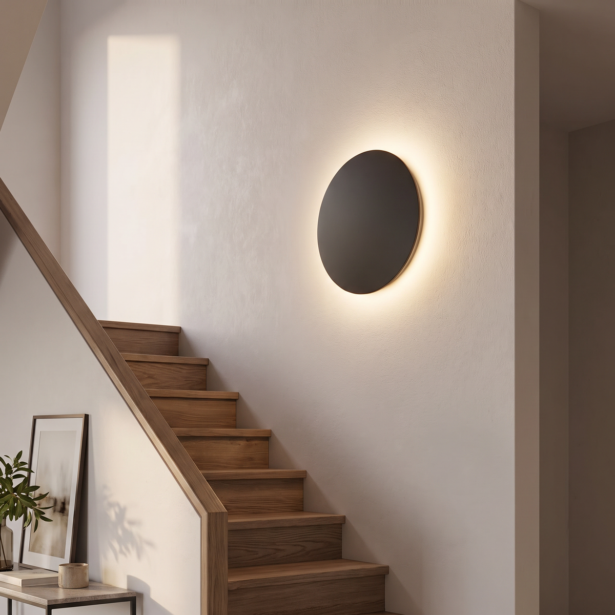 Round Metal Disc Halo LED Wall Light - lifestyle