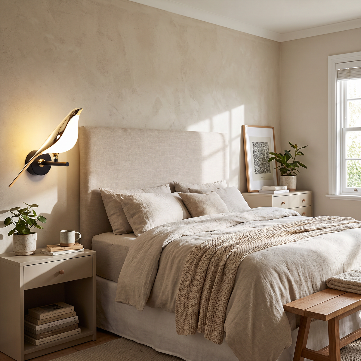 Gold Bird LED Plug-In Wall Sconce - lifestyle