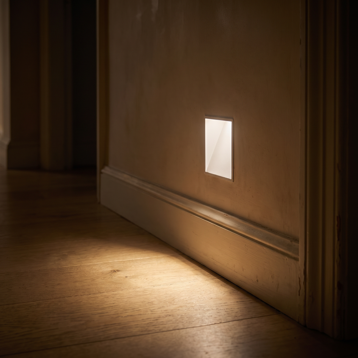 Frameless Recessed Plaster LED Stair Light - lifestyle