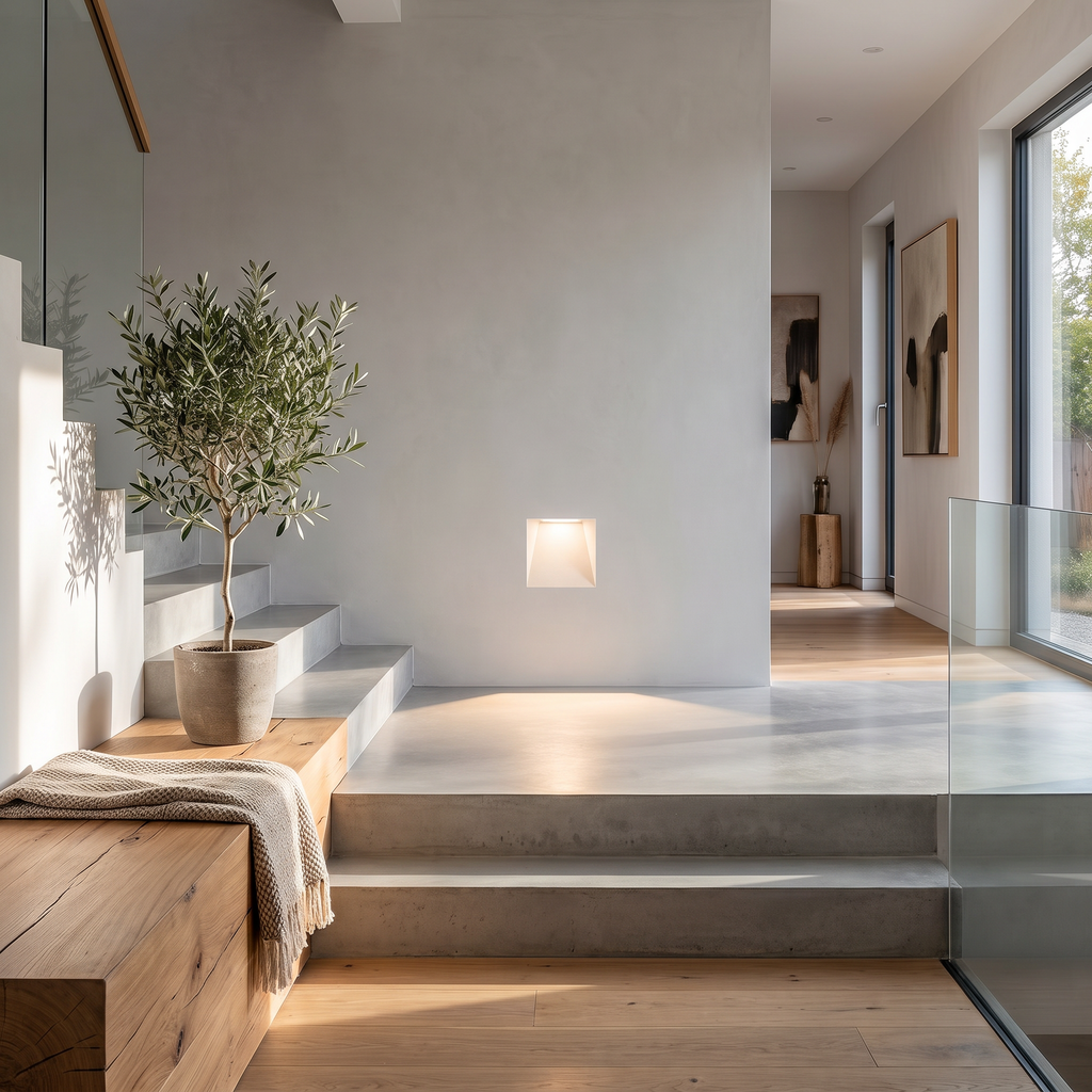 Frameless Recessed Plaster LED Stair Light - lifestyle