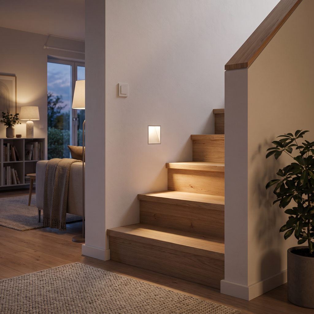 Frameless Recessed Plaster LED Stair Light - lifestyle