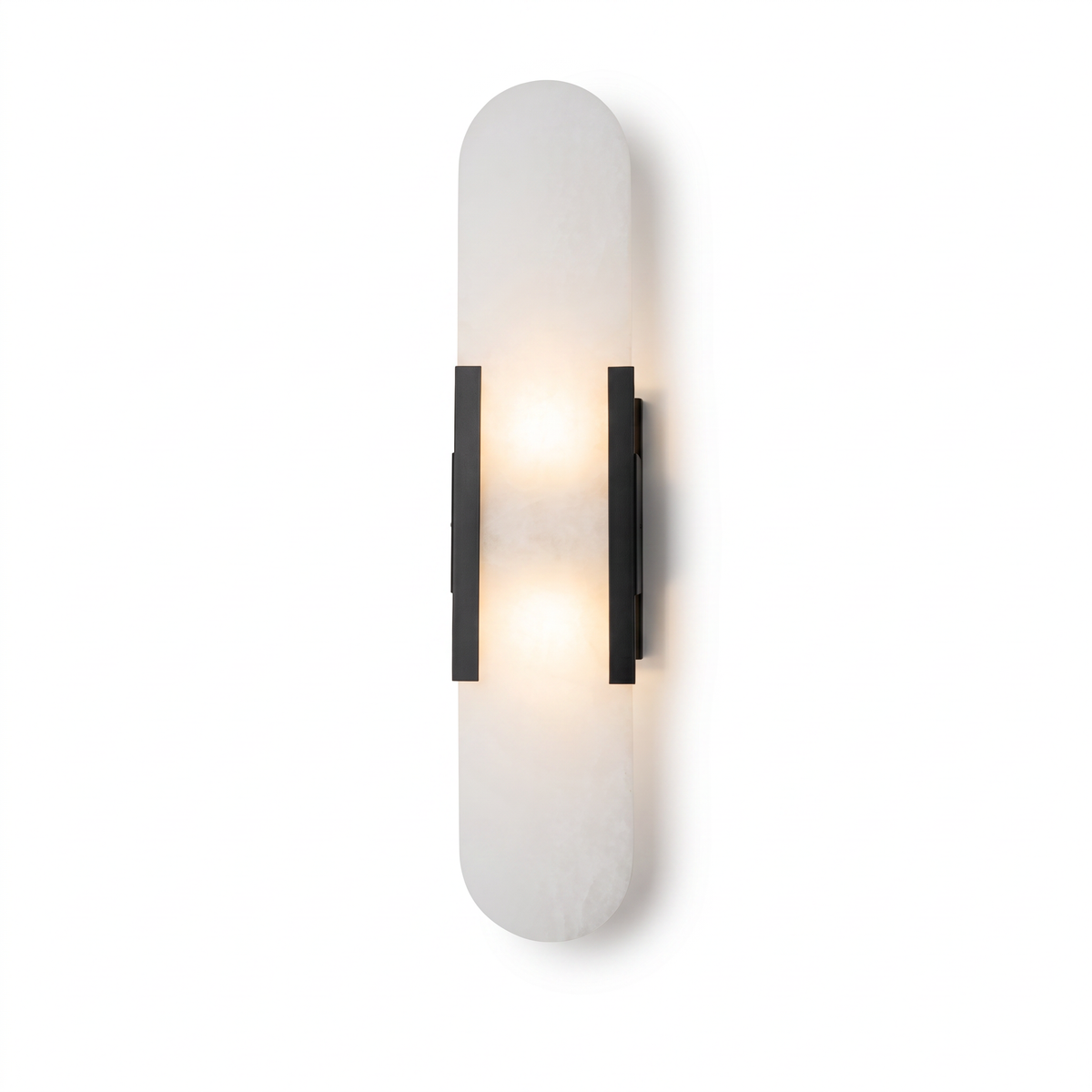 Rounded Alabaster Slab Clamp Wall Sconce